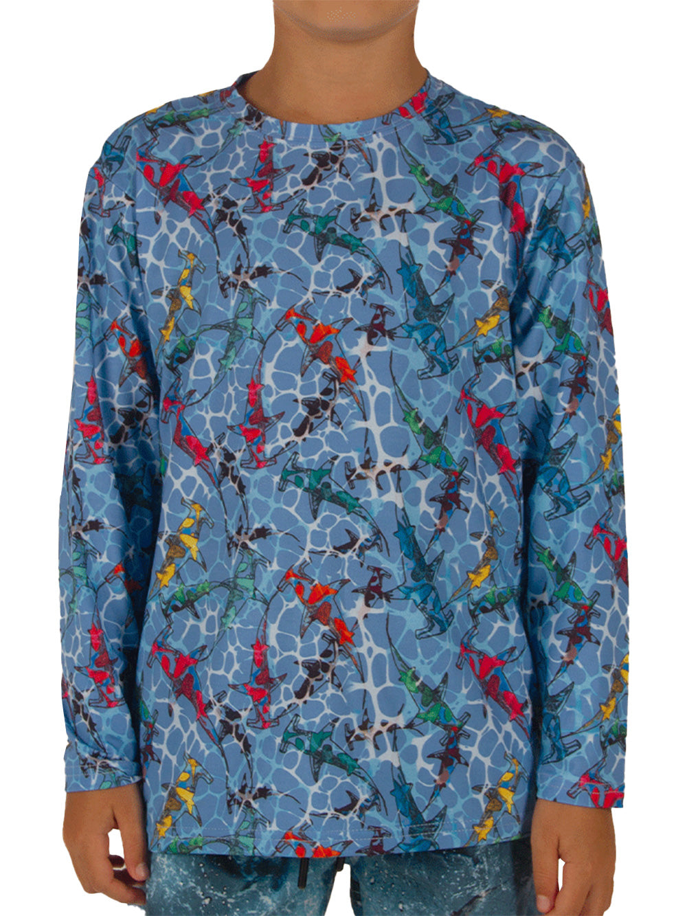 Apex Jr. UV Uzun Kollu T-Shirt - Colorful Shark Mavi - Stafu Pro Series