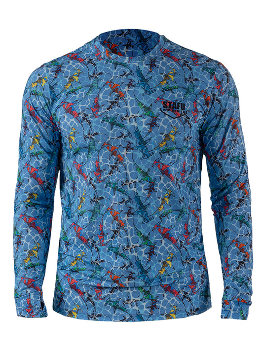 Apex UV Uzun Kollu Performans T-Shirt - Colorful Shark Mavi - Stafu Pro Series