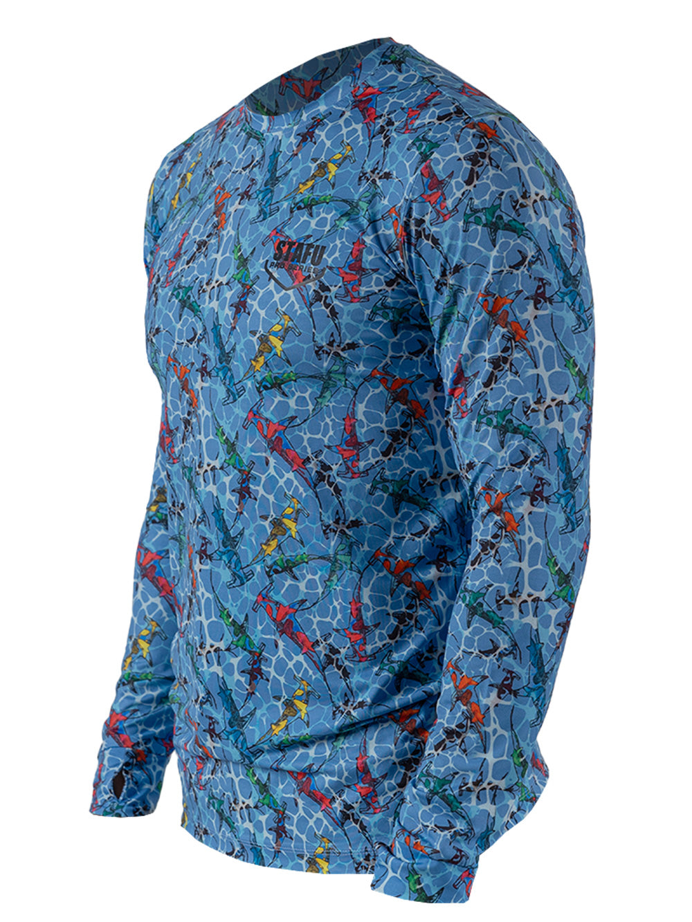 Apex UV Uzun Kollu Performans T-Shirt - Colorful Shark Mavi - Stafu Pro Series