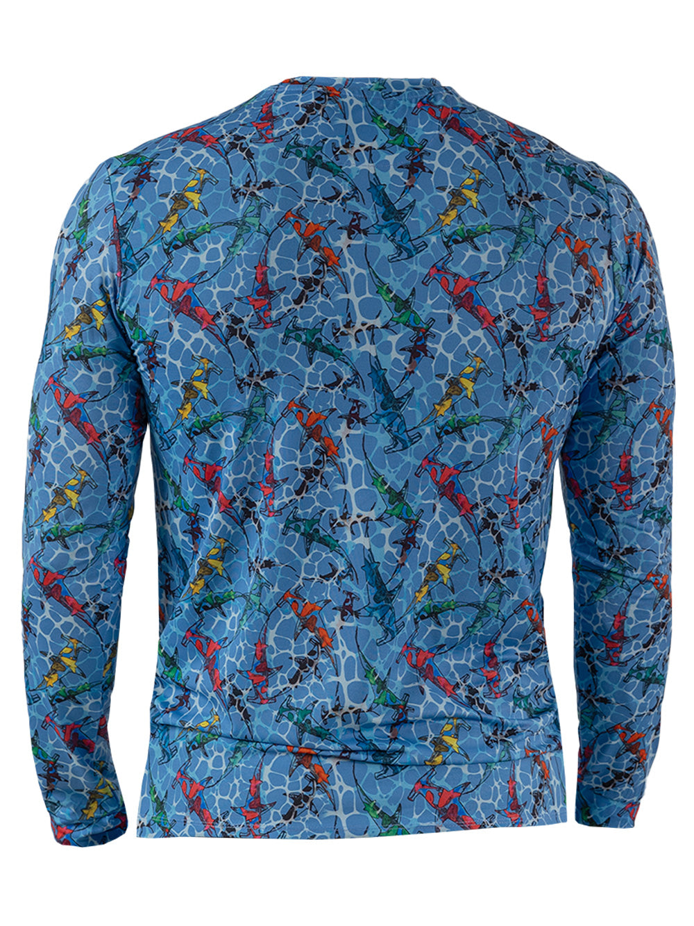 Apex UV Uzun Kollu Performans T-Shirt - Colorful Shark Mavi - Stafu Pro Series