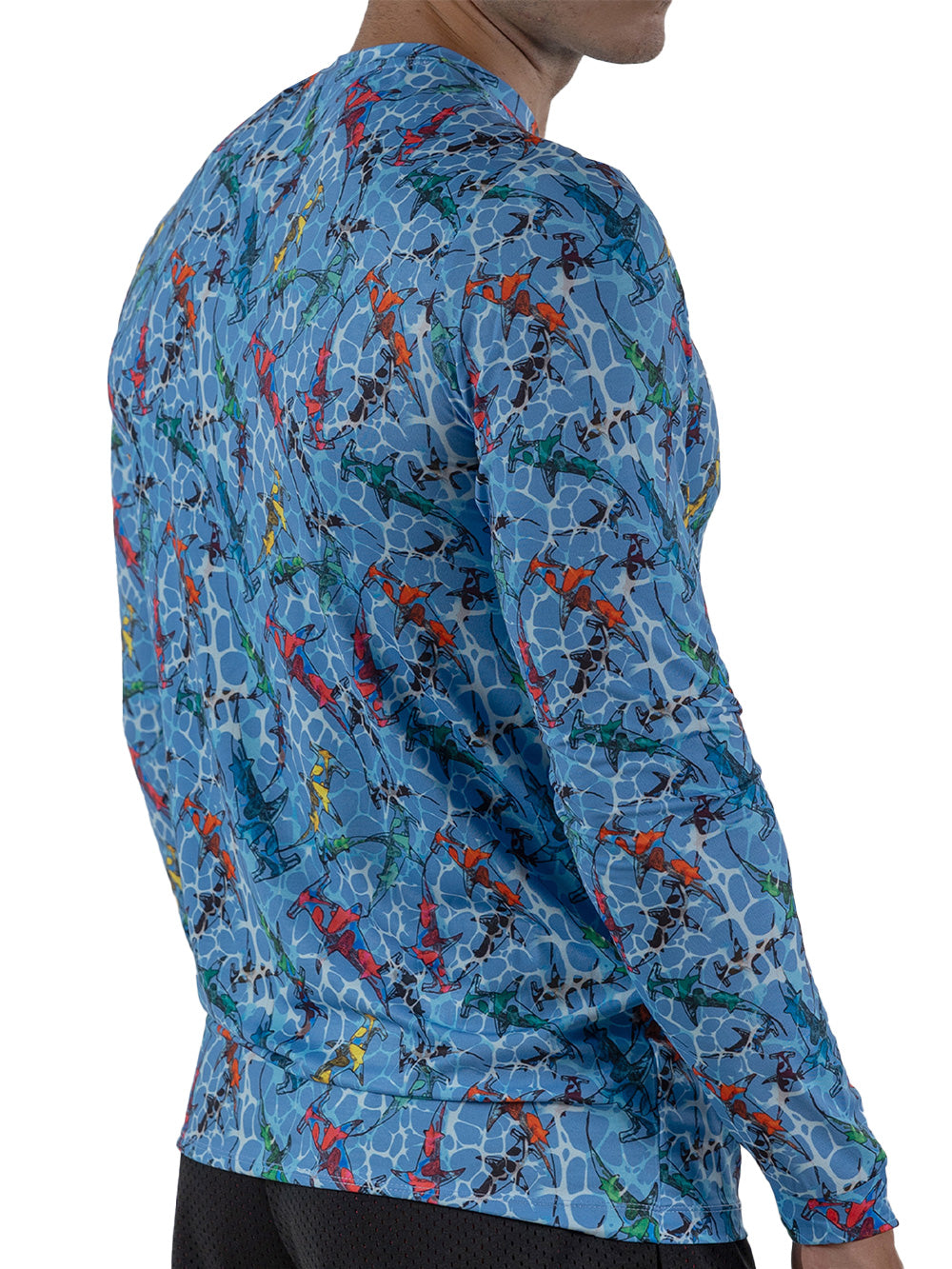 Apex UV Uzun Kollu Performans T-Shirt - Colorful Shark Mavi - Stafu Pro Series