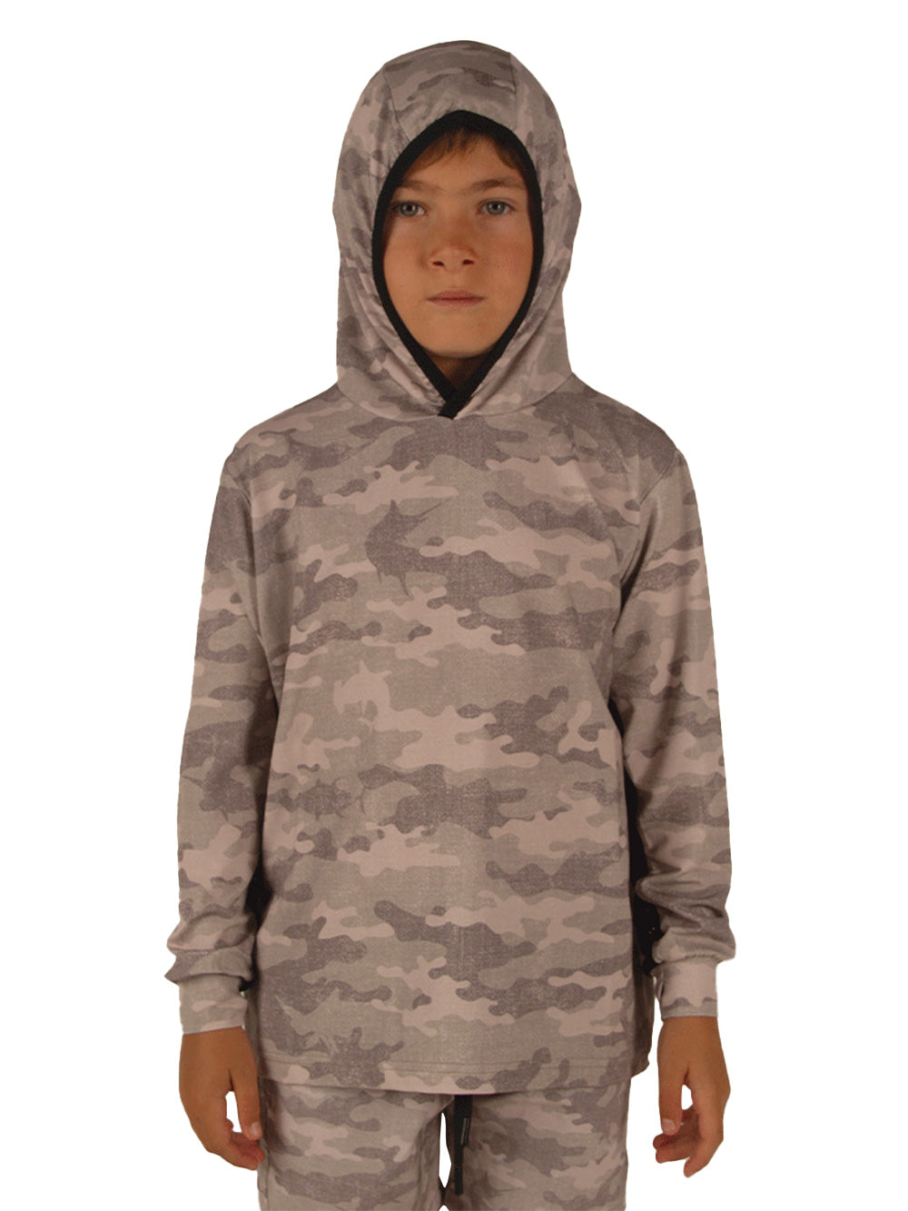 Atlan Jr. Kapüşonlu UV Korumalı T-Shirt - Camo Brown - Stafu Pro Series