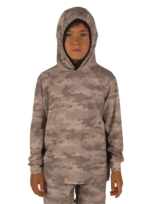 Atlan Jr. Kapüşonlu UV Korumalı T-Shirt - Camo Brown - Stafu Pro Series