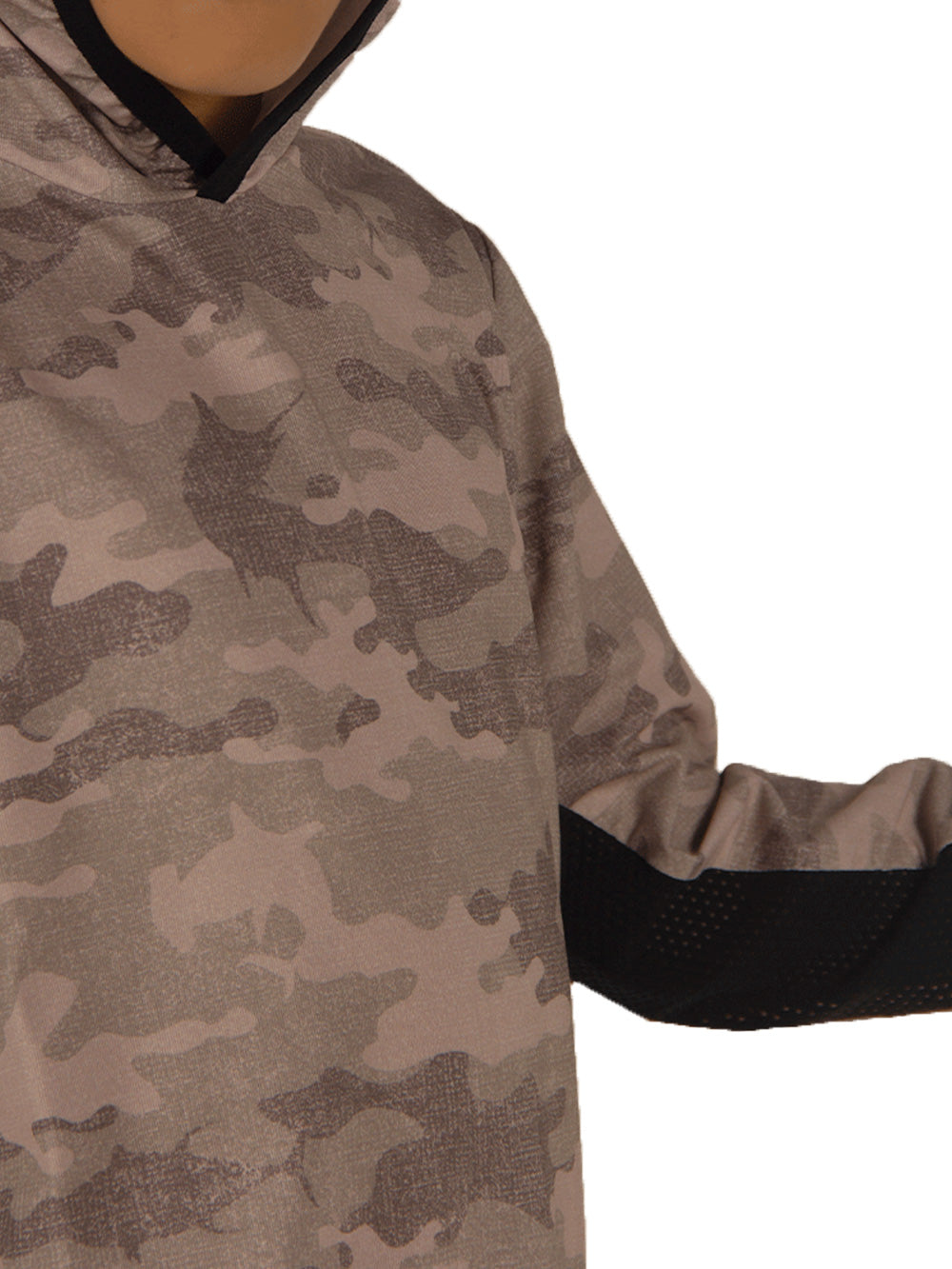 Atlan Jr. Kapüşonlu UV Korumalı T-Shirt - Camo Brown - Stafu Pro Series