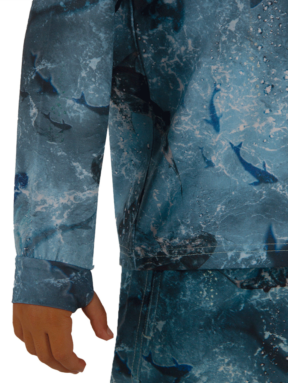 Atlan Jr. Kapüşonlu UV Korumalı T-Shirt - Shark Blue - Stafu Pro Series