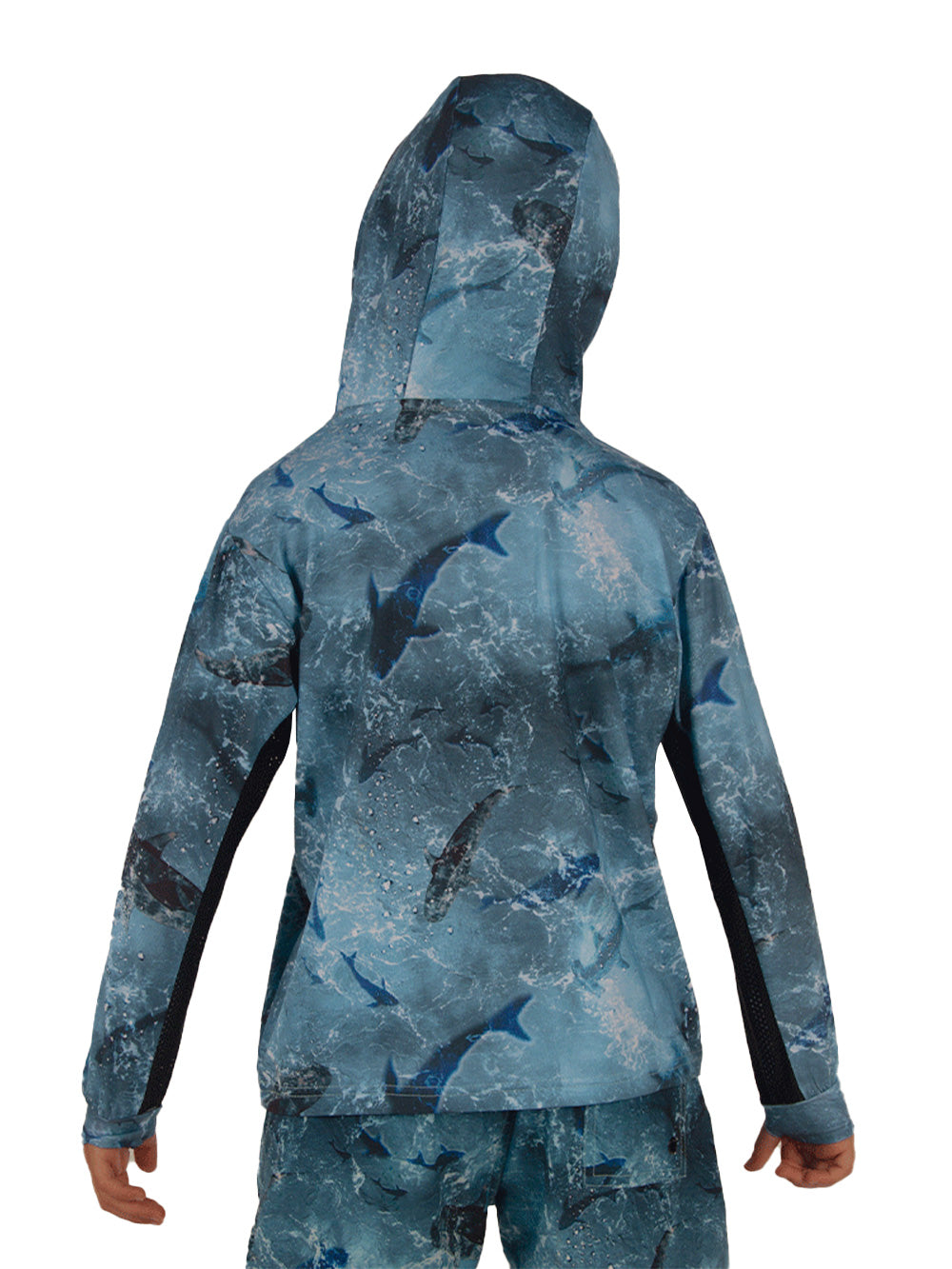 Atlan Jr. Kapüşonlu UV Korumalı T-Shirt - Shark Blue - Stafu Pro Series