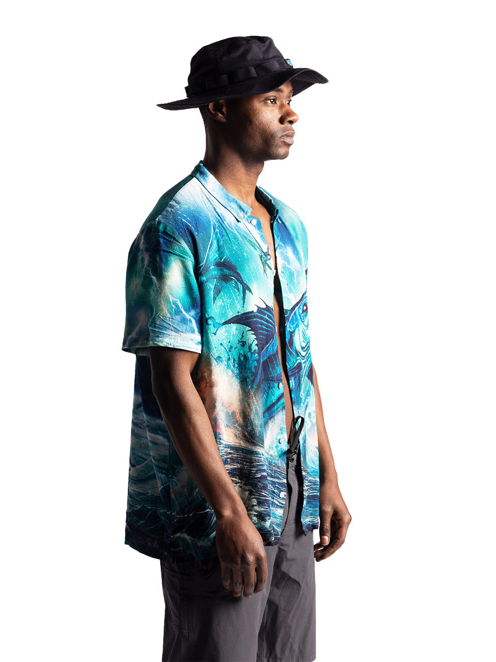 Bahama's Kısa Kollu Düğmeli Gömlek - Angry Marlin - Stafu Pro Series