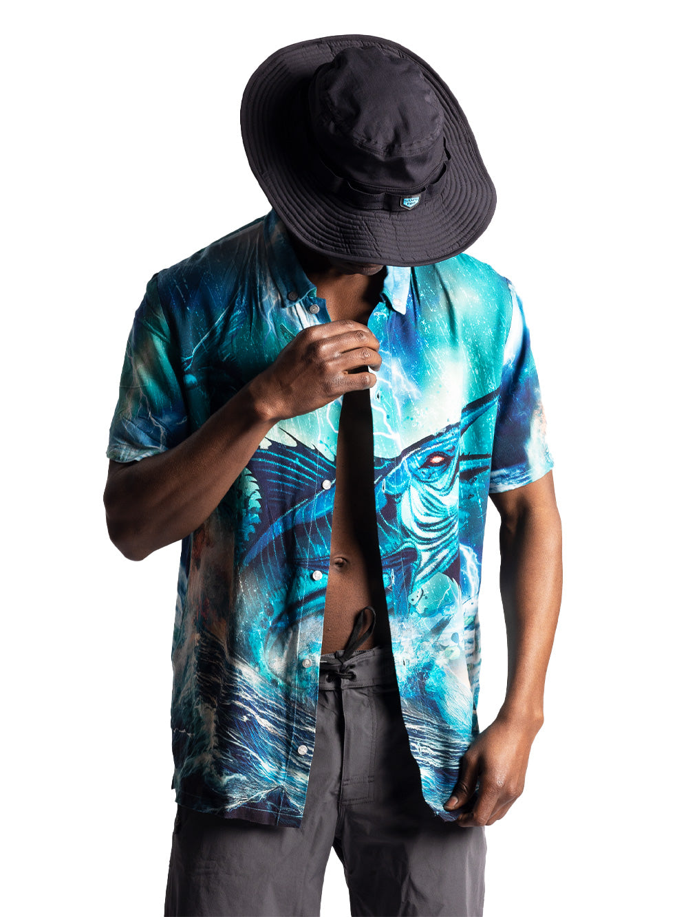 Bahama's Kısa Kollu Düğmeli Gömlek - Angry Marlin - Stafu Pro Series