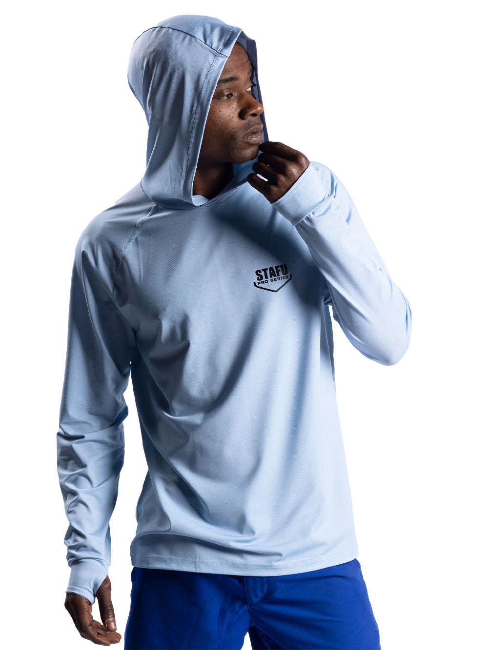 Cyclone Kapüşonlu UV Korumalı Performans T-Shirt - Açık Mavi - Stafu Pro Series