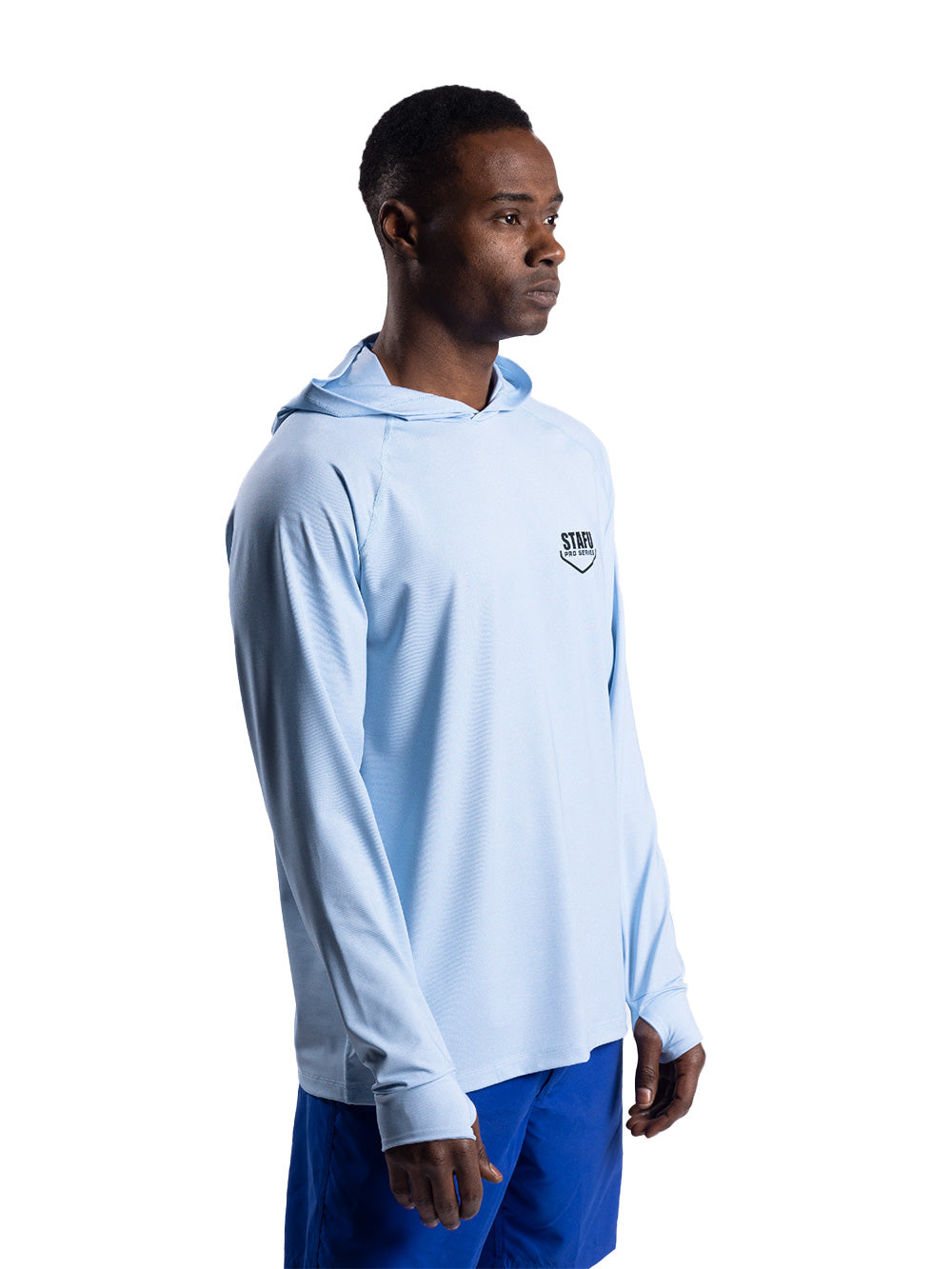 Cyclone Kapüşonlu UV Korumalı Performans T-Shirt - Açık Mavi - Stafu Pro Series