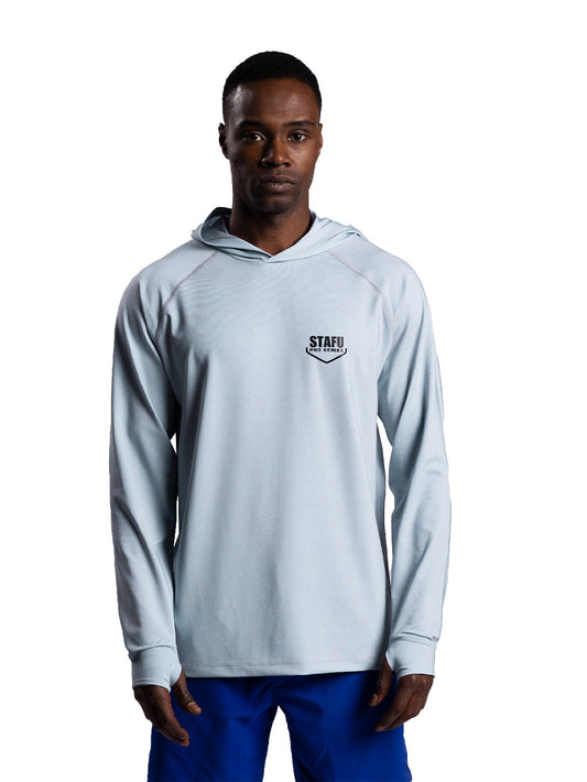 Cyclone Kapüşonlu UV Korumalı Performans T-Shirt - Açık Gri - Stafu Pro Series