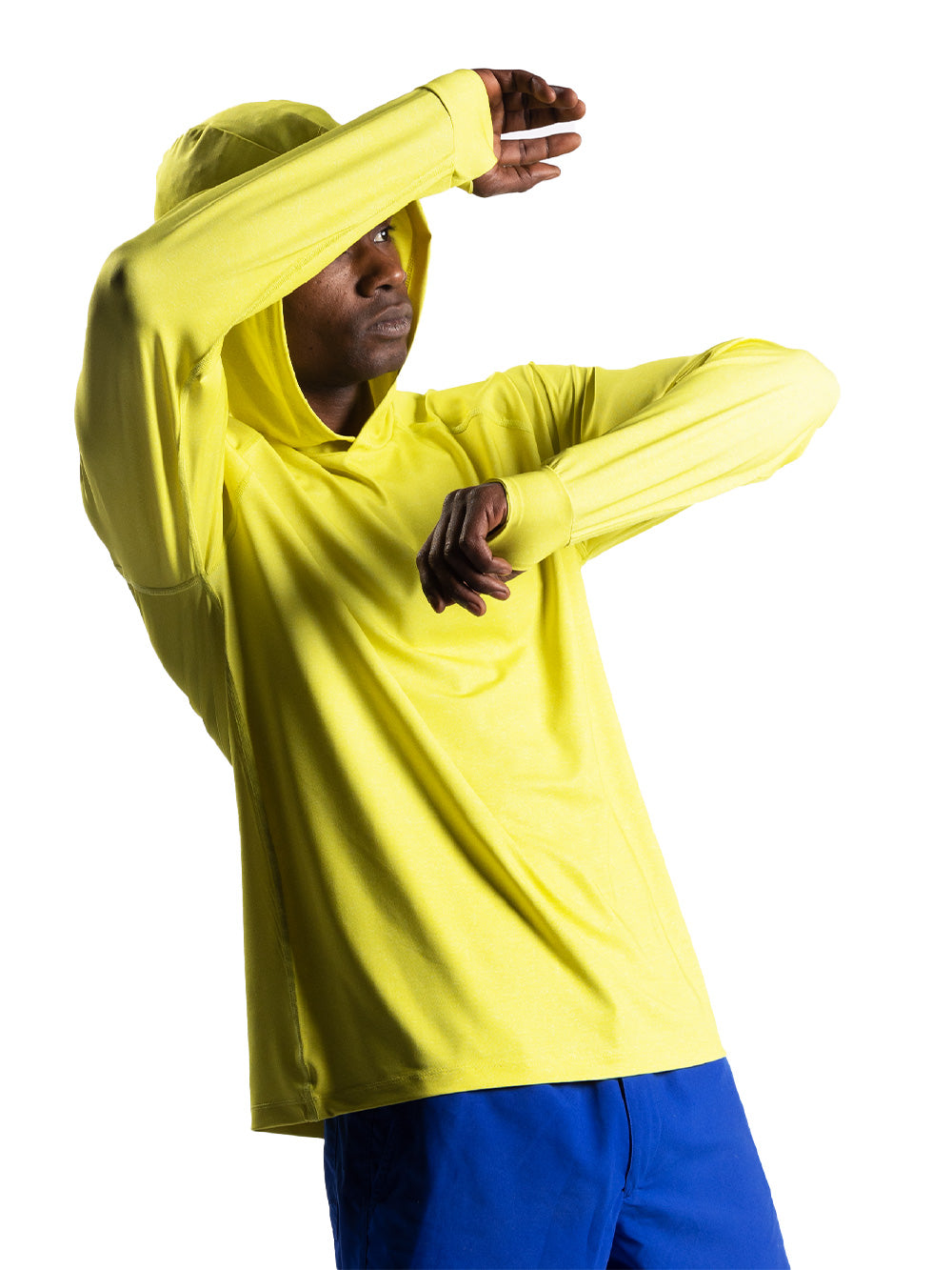 Cyclone Kapüşonlu UV Korumalı Performans T-Shirt - Neon Sarı - Stafu Pro Series