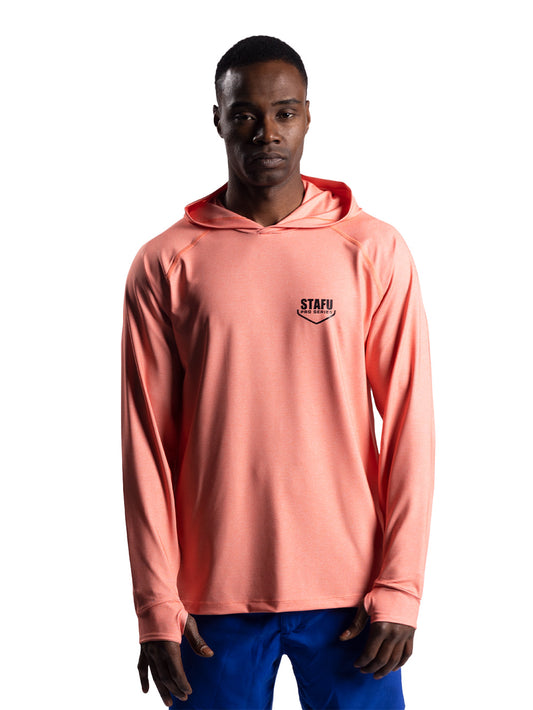 Cyclone Kapüşonlu UV Korumalı Performans T-Shirt - Somon - Stafu Pro Series
