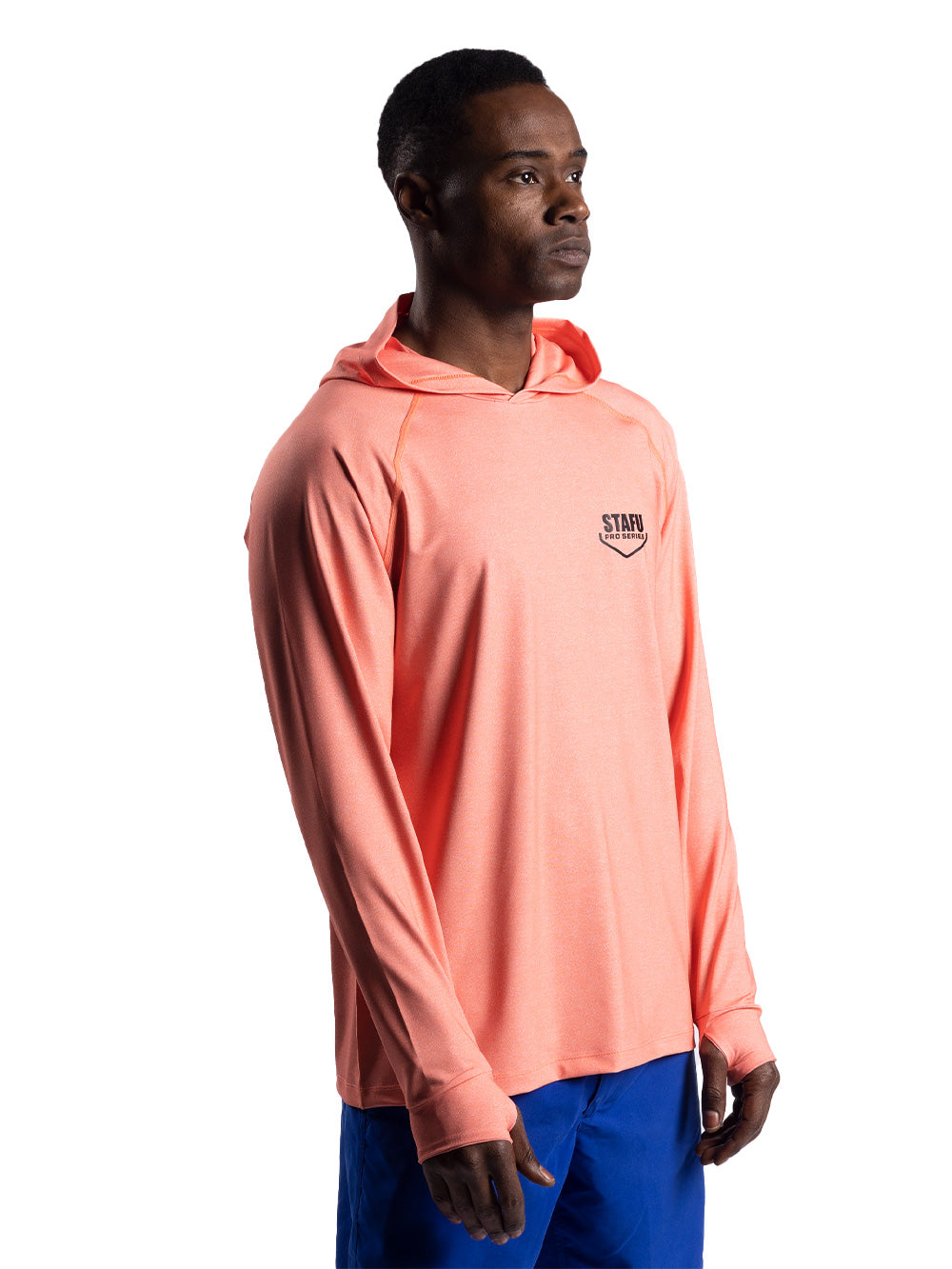 Cyclone Kapüşonlu UV Korumalı Performans T-Shirt - Somon - Stafu Pro Series