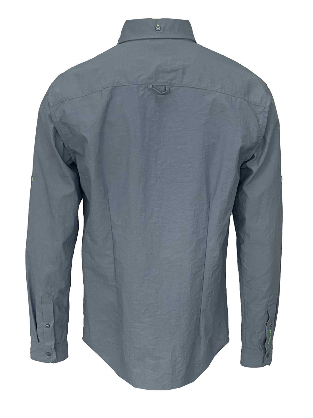 Eclipse Men's Long Sleeve Perforated Fisherman Sailor Gray Button-Up Shirt