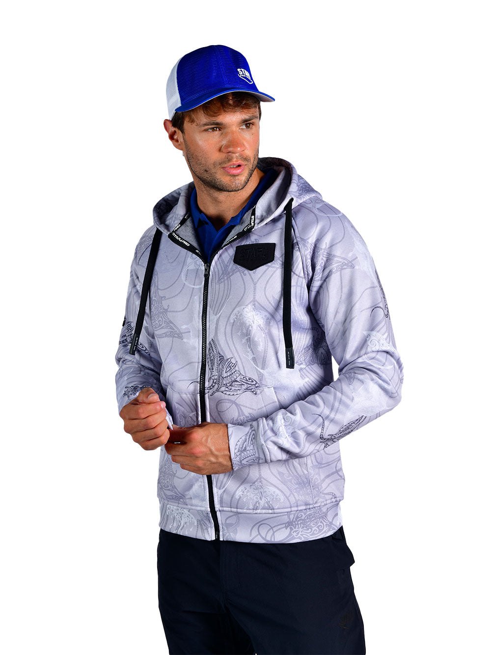 Jedi Zippered Hooded Sweatshirt - Manta Grey