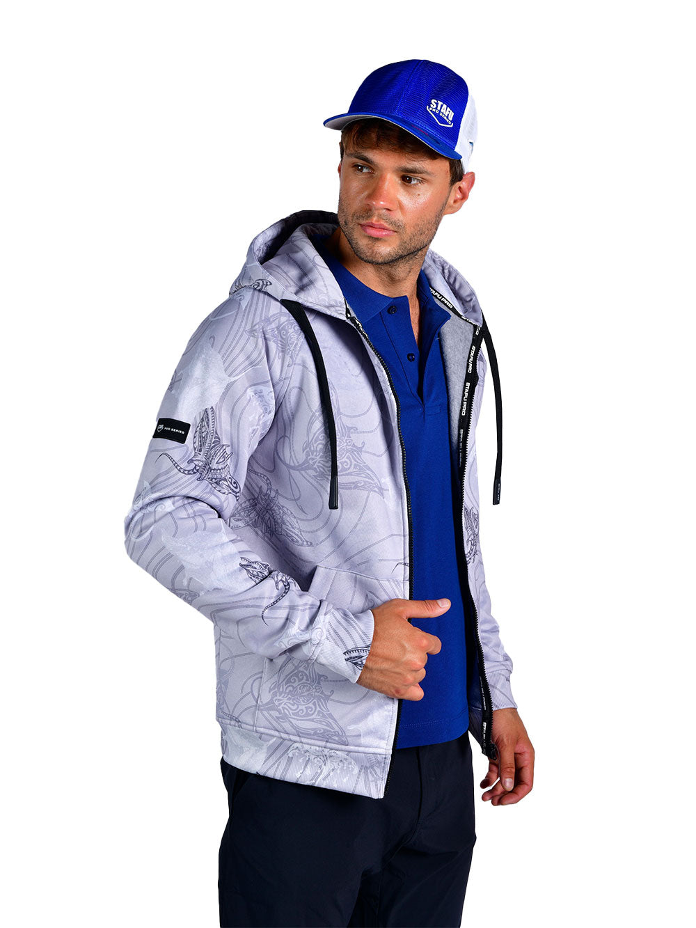 Jedi Zippered Hooded Sweatshirt - Manta Grey