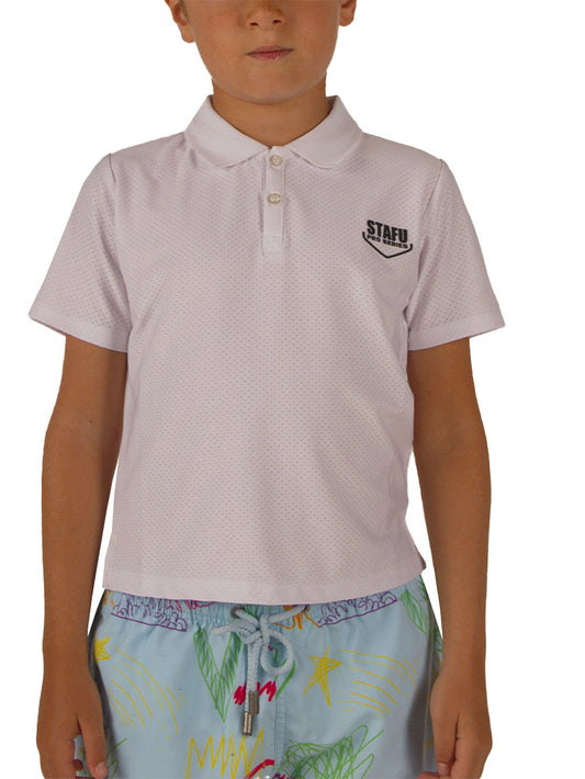 League Jr. UV Korumalı Performans Polo Yaka T-shirt - Beyaz - Stafu Pro Series