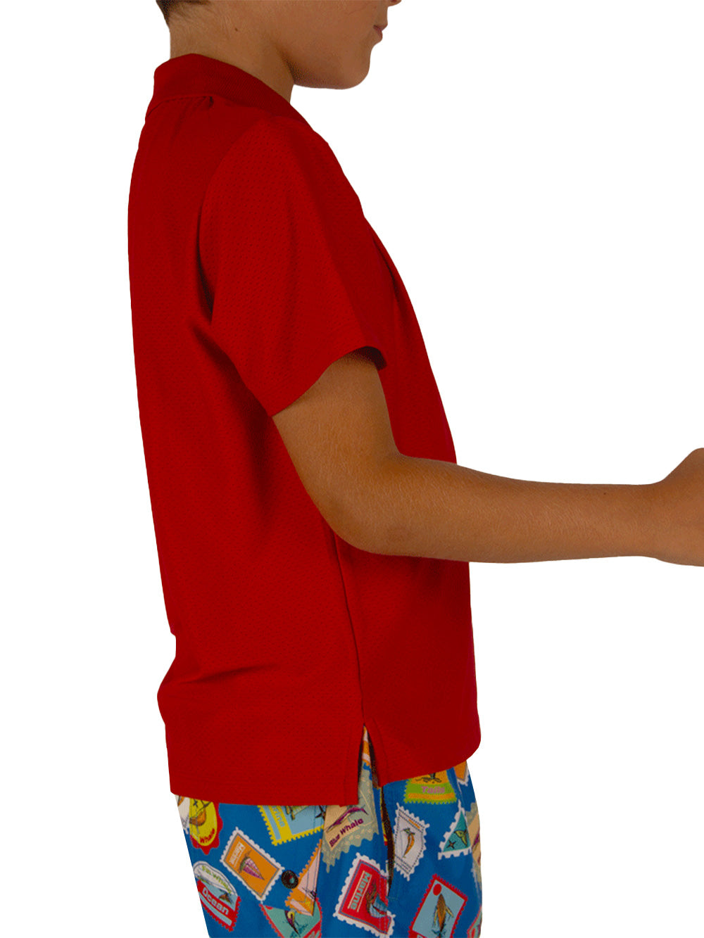 League Jr. UV Korumalı Performans Polo Yaka T-shirt - Kırmızı - Stafu Pro Series