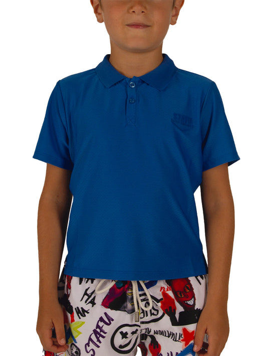 League Jr. UV Korumalı Performans Polo Yaka T-shirt - Mavi - Stafu Pro Series