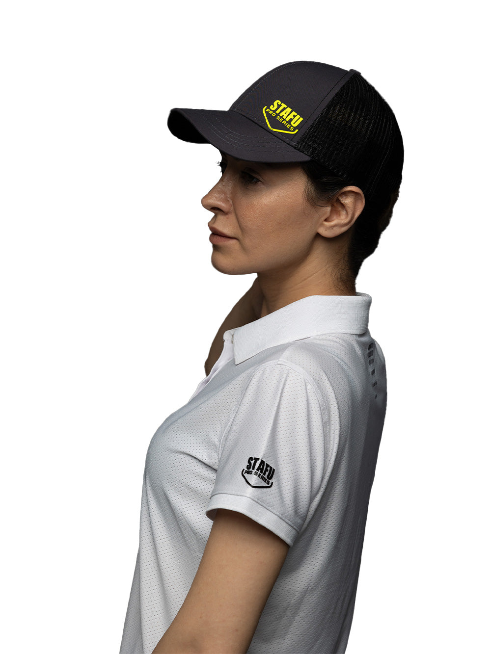 League Kadın UV Korumalı Performans Polo Yaka T-shirt - Beyaz - Stafu Pro Series