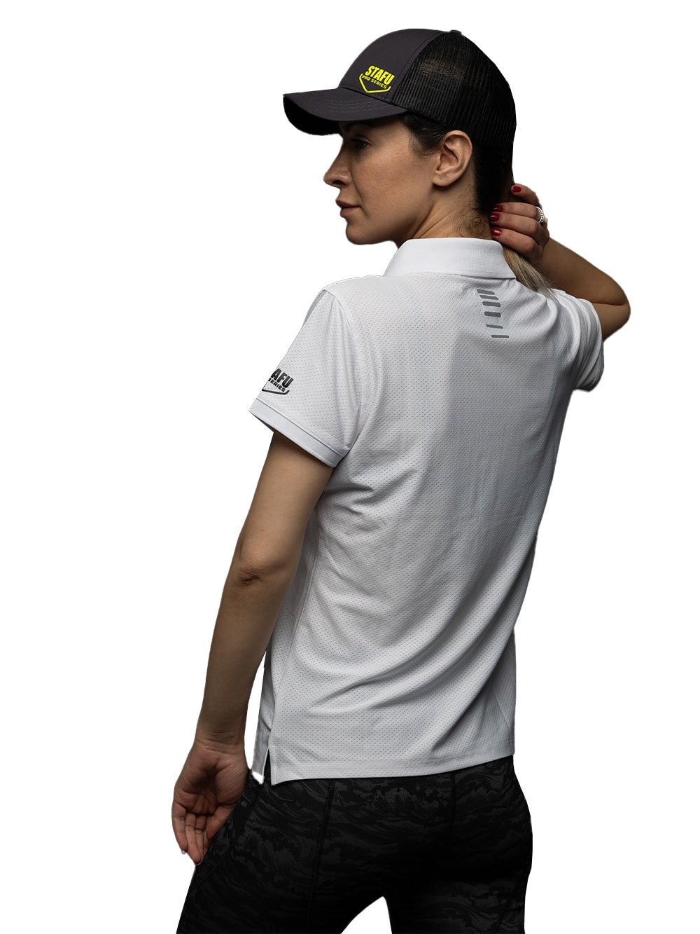 League Kadın UV Korumalı Performans Polo Yaka T-shirt - Beyaz - Stafu Pro Series