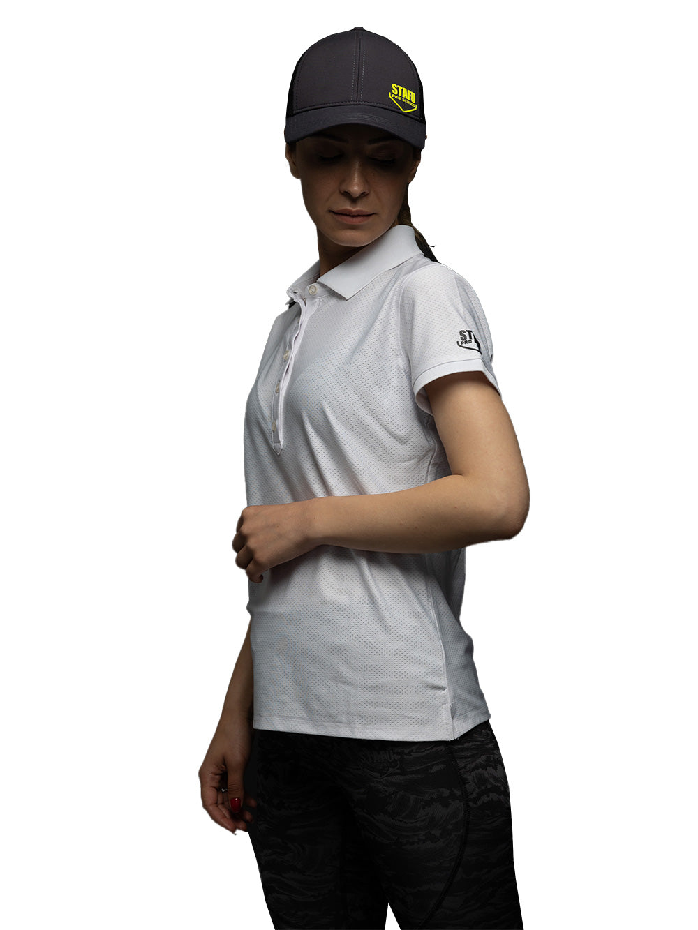 League Kadın UV Korumalı Performans Polo Yaka T-shirt - Beyaz - Stafu Pro Series