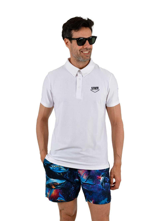 League UV Korumalı Performans Polo Yaka T-shirt - Beyaz - Stafu Pro Series