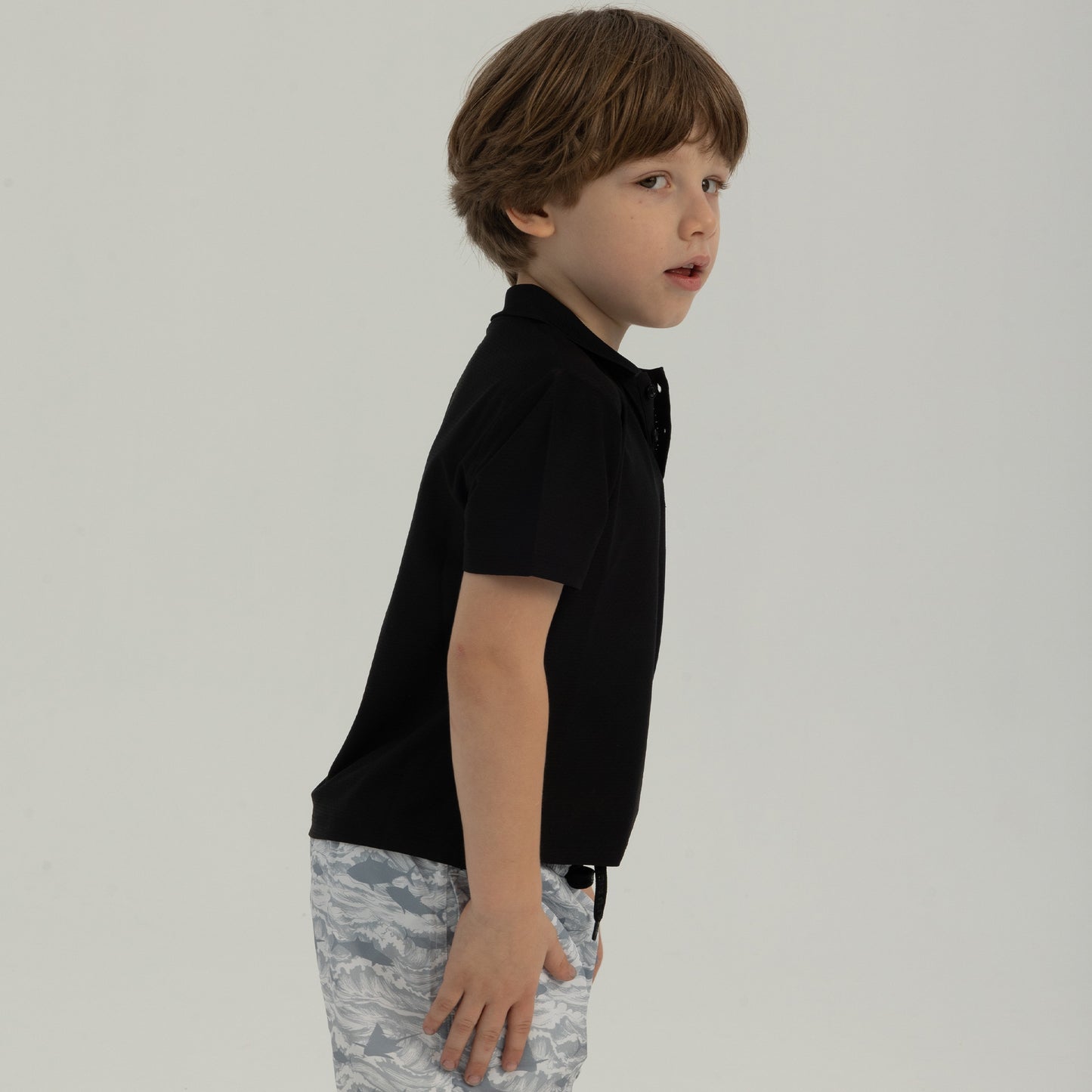 League Jr. UV Protection Performance Polo Neck T-shirt - Black