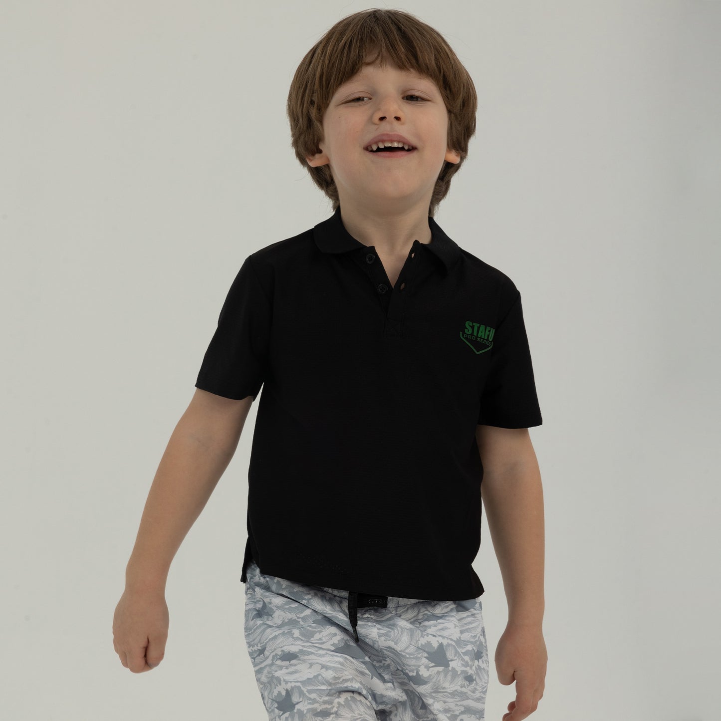 League Jr. UV Protection Performance Polo Neck T-shirt - Black