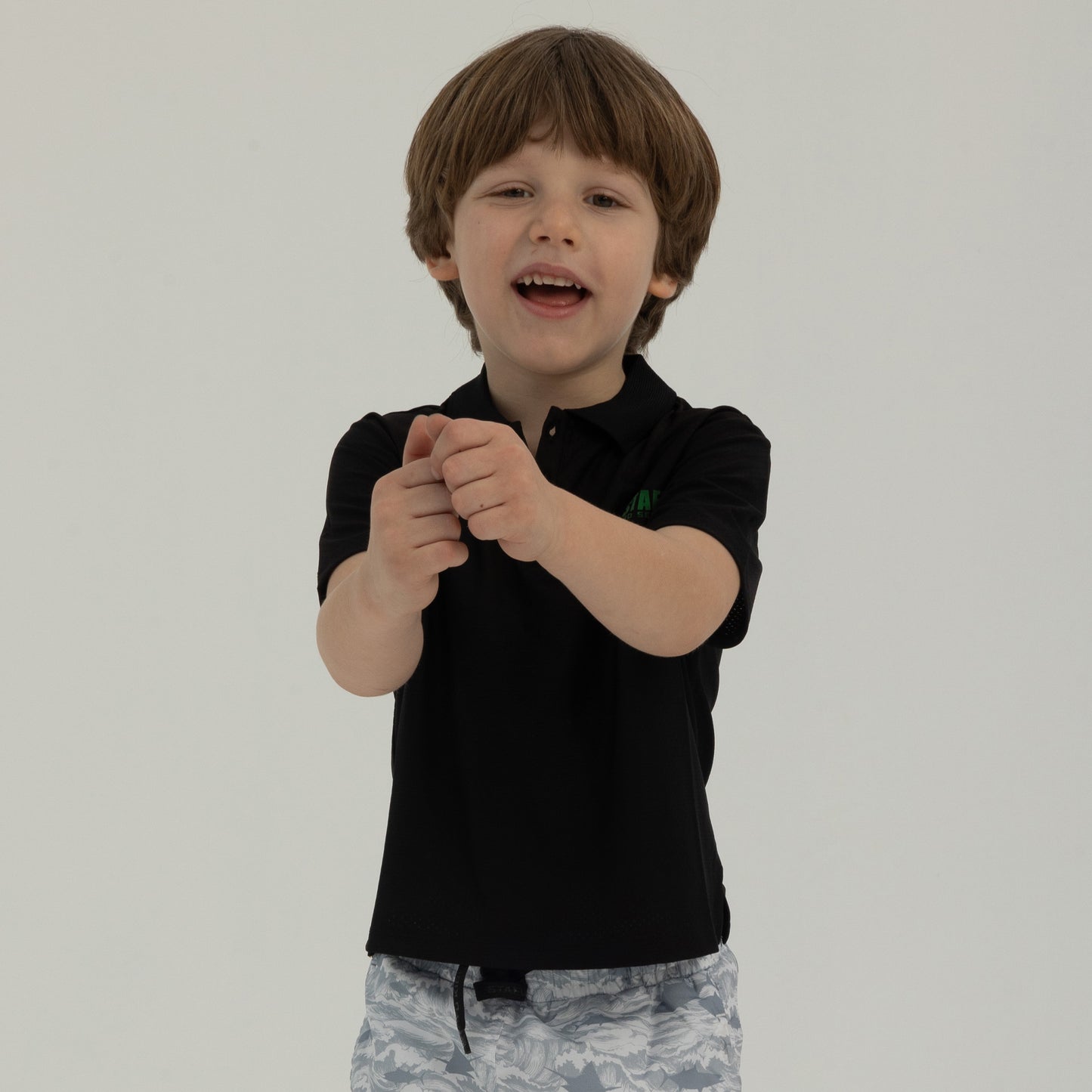 League Jr. UV Protection Performance Polo Neck T-shirt - Black