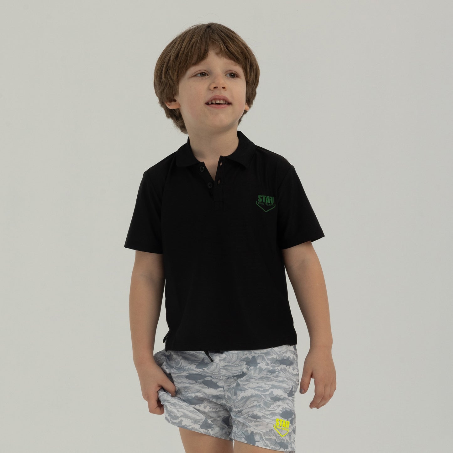 League Jr. UV Protection Performance Polo Neck T-shirt - Black