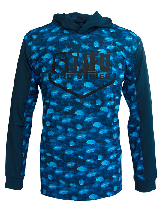 Outrigger Kapüşonlu UV Korumalı Performans T-Shirt - Blue GT Siyah - Stafu Pro Series