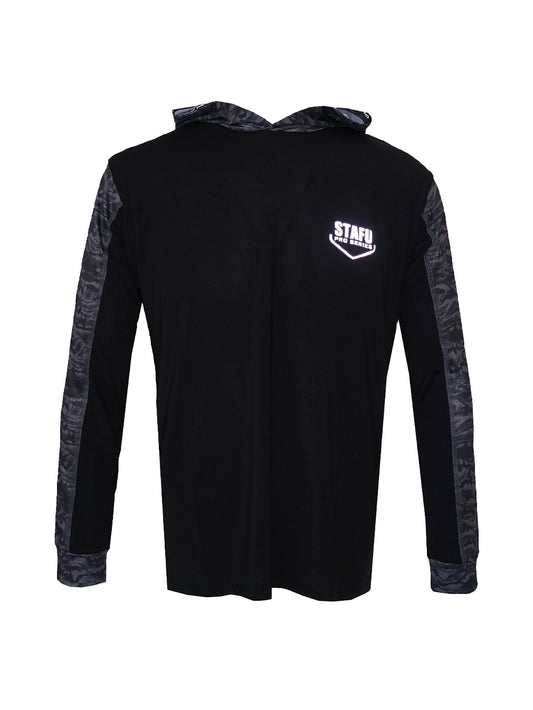 Outrigger Kapüşonlu UV Korumalı Performans T-Shirt - Signature Siyah - Stafu Pro Series