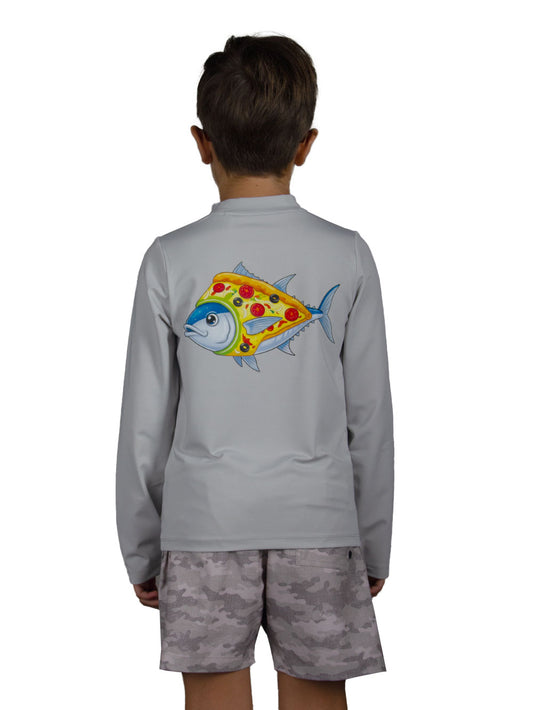 Apex Jr. Çocuk UV50+ Koruma – Uzun Kollu Deniz Tişörtü - Pizza Tuna