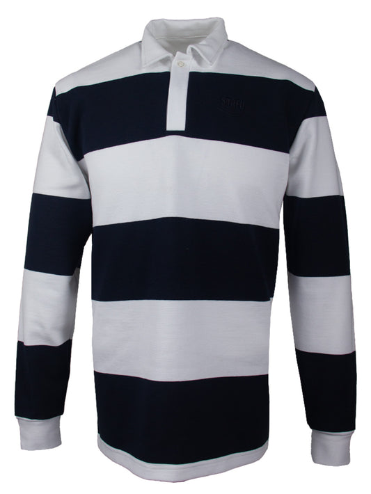 Rugby Polo Uzun Kollu T-shirt - Mavi/Beyaz Çizgili - Stafu Pro Series