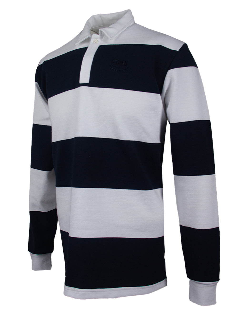 Rugby Polo Uzun Kollu T-shirt - Mavi/Beyaz Çizgili - Stafu Pro Series