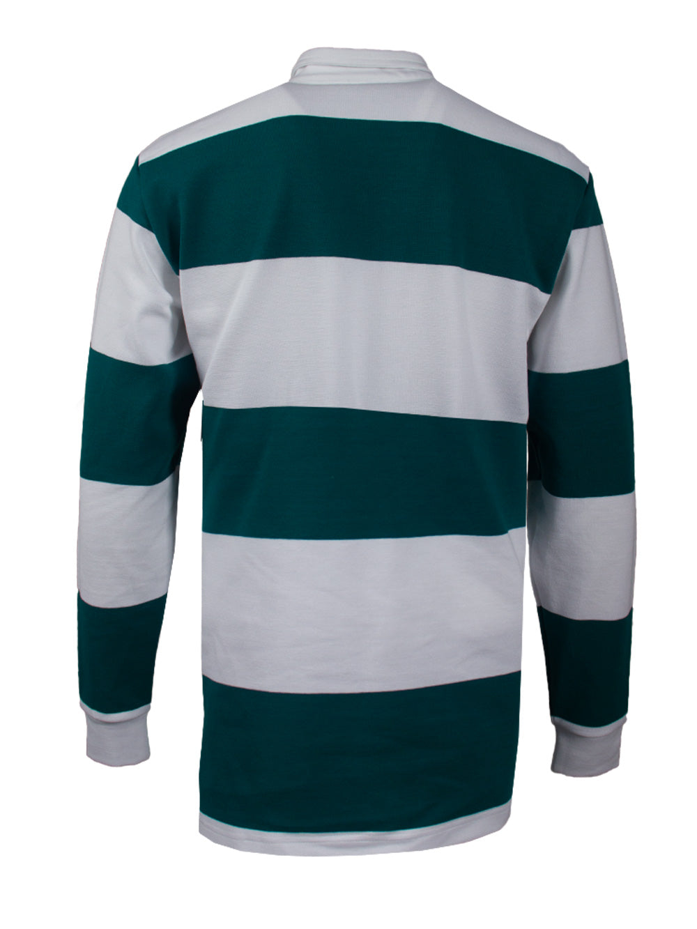 Rugby Polo Uzun Kollu T-shirt - Yeşil/Beyaz Çizgili - Stafu Pro Series
