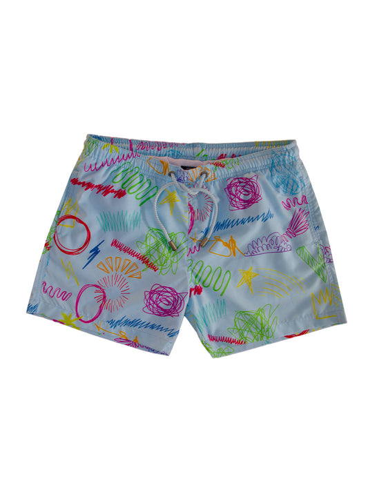 Salty Dog Jr. Hızlı Kuruyan Mayo Şort - Colorful Drawings - Stafu Pro Series