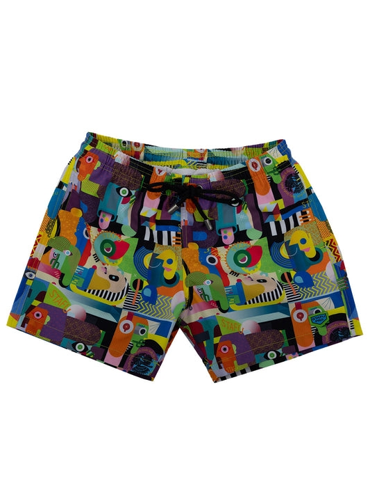 Salty Dog Jr. Hızlı Kuruyan Mayo Şort - Colorful Faces - Stafu Pro Series