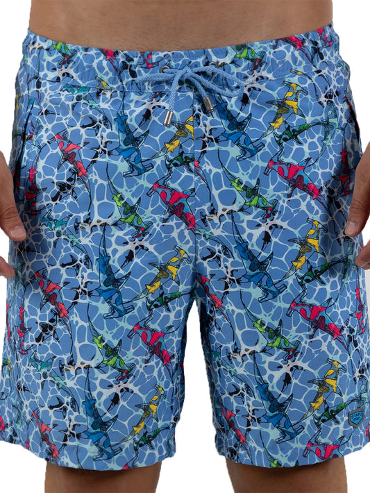 Salty Dog V3 Hızlı Kuruyan Mayo Şort - Colorful Shark Mavi - Stafu Pro Series