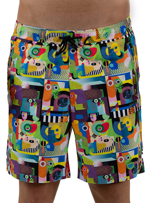 Salty Dog V3 Hızlı Kuruyan Mayo Şort - Colorful Faces - Stafu Pro Series