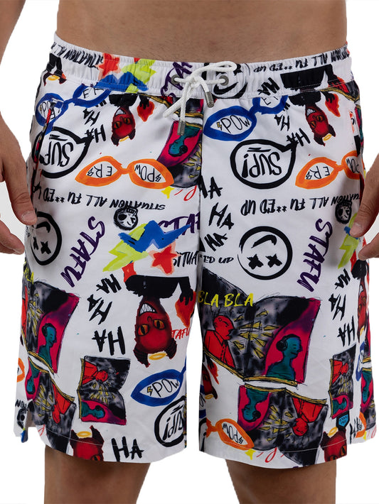 Salty Dog V3 Hızlı Kuruyan Mayo Şort - Devil Beyaz - Stafu Pro Series