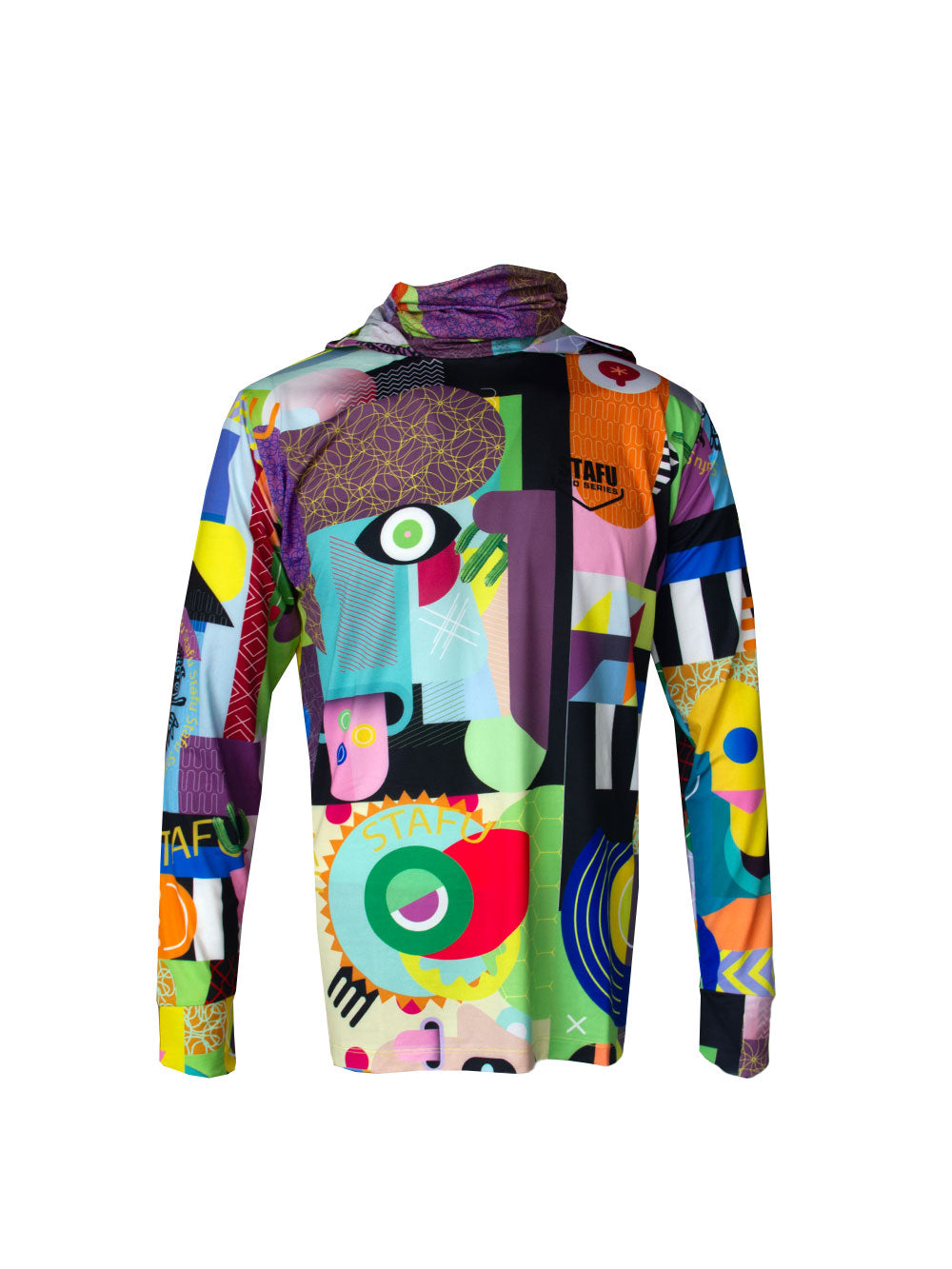 Stratos Kapüşonlu ve Maskeli UPF 40+ Performans T-Shirt - Colorful Faces