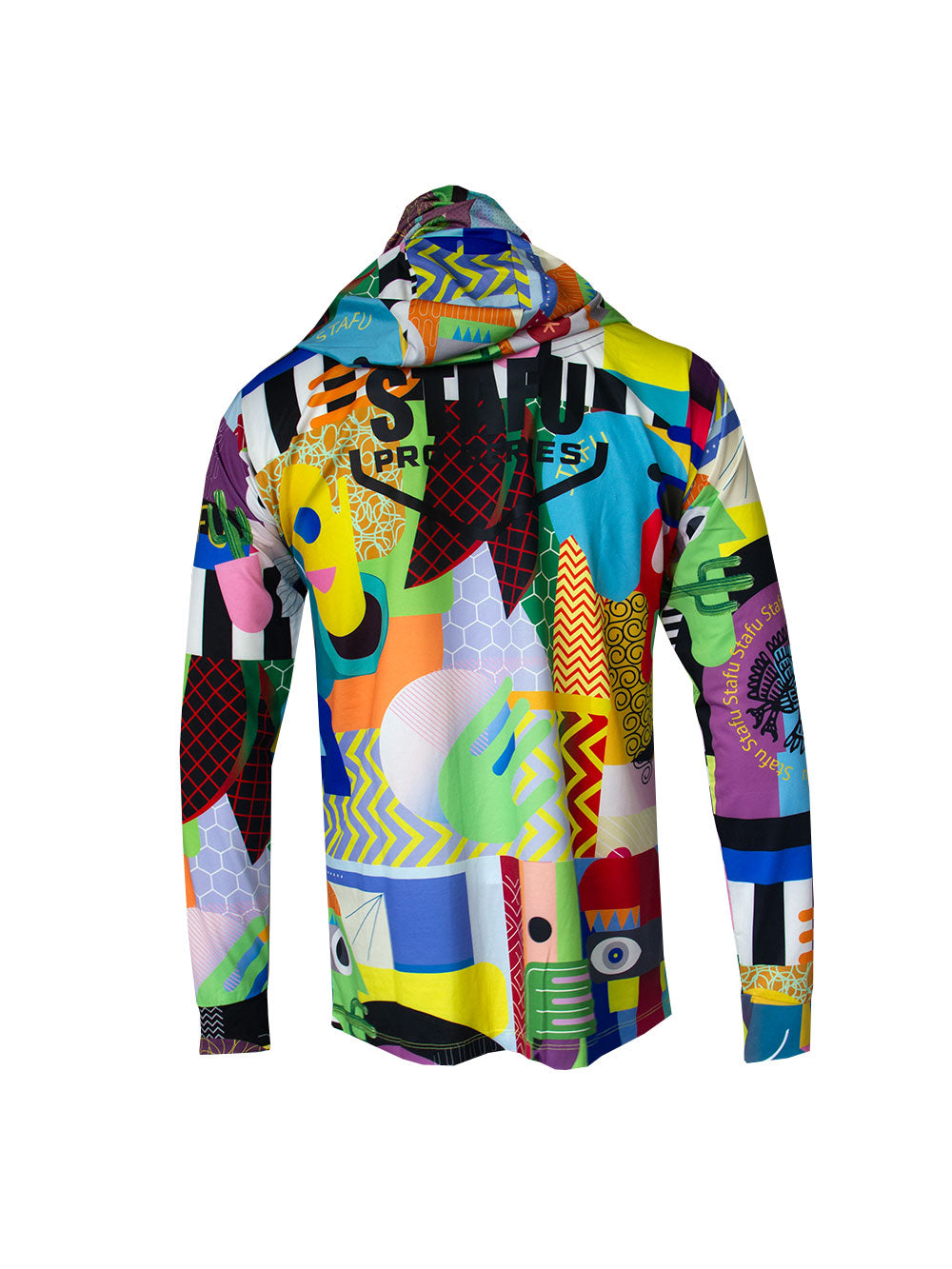 Stratos Kapüşonlu ve Maskeli UPF 40+ Performans T-Shirt - Colorful Faces