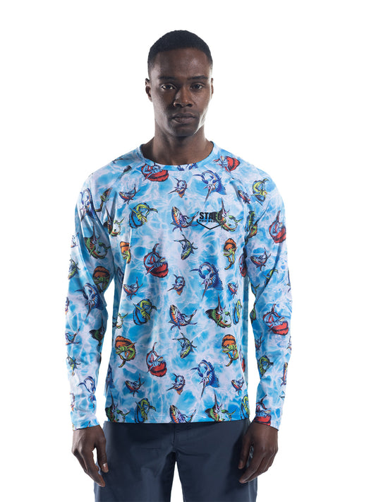 Tasman Yuvarlak Yaka UV Korumalı Performans T-shirt - Cartoon Mavi - Stafu Pro Series