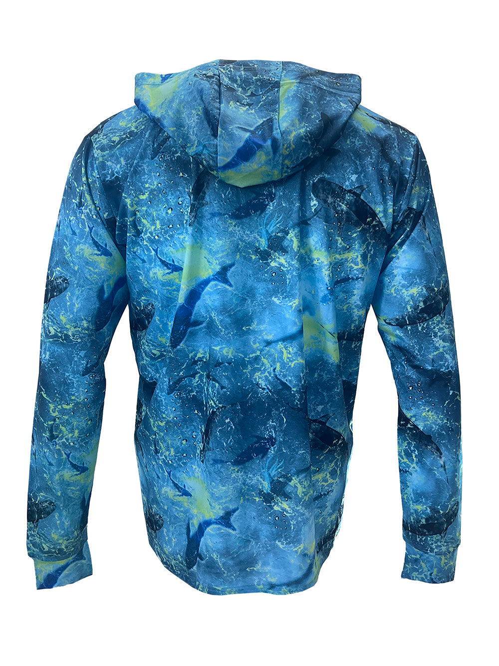 Zero Kapüşonlu Uzun Kollu UV Korumalı Performans T-shirt - Shark Blue Lime - Stafu Pro Series