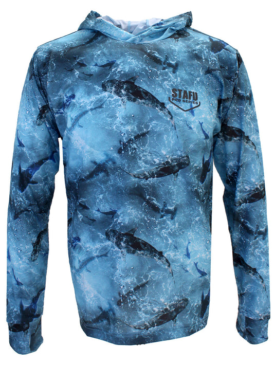 Zero Kapüşonlu Uzun Kollu UV Korumalı Performans T-shirt - Shark Mavi - Stafu Pro Series