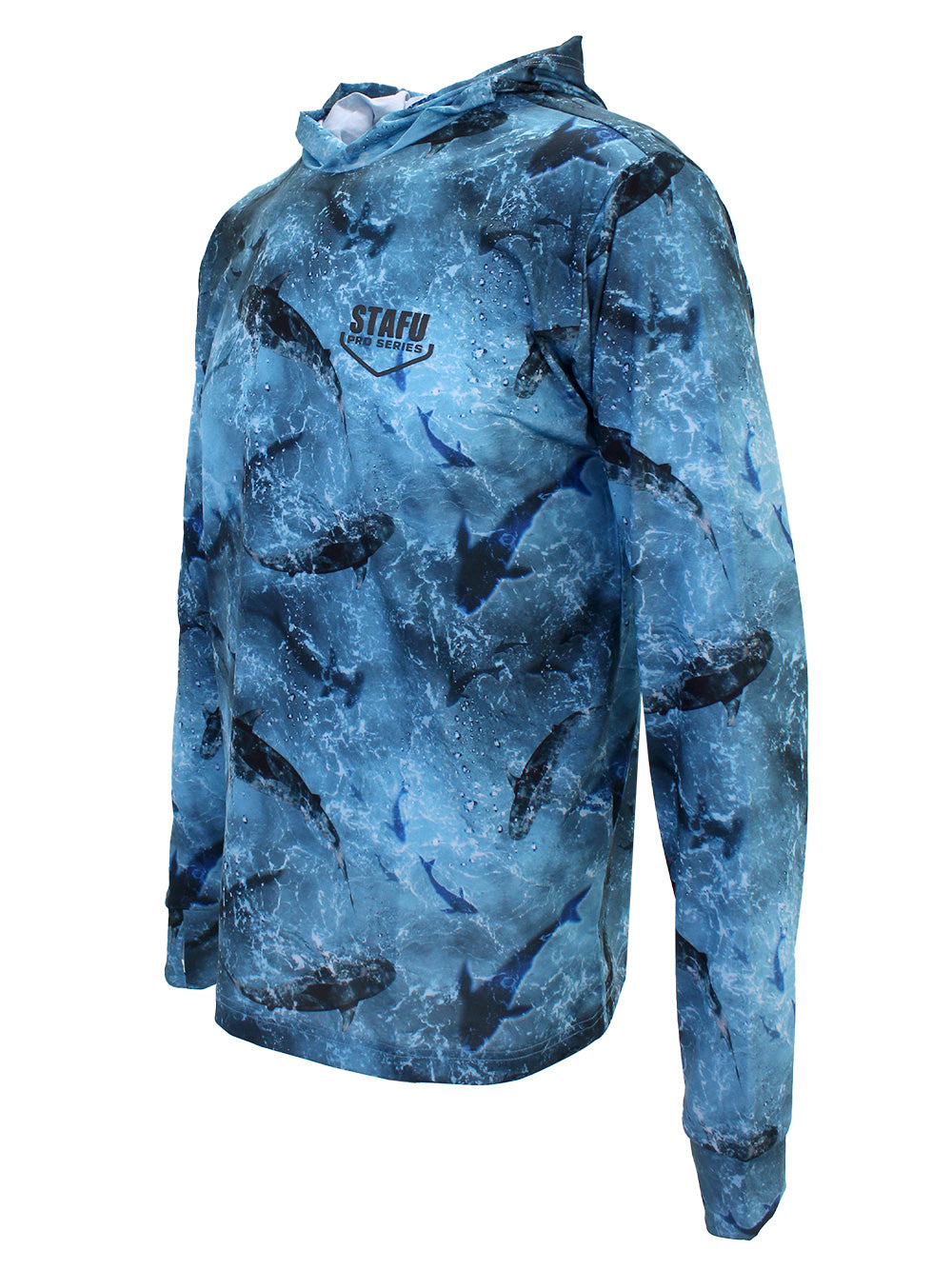 Zero Kapüşonlu Uzun Kollu UV Korumalı Performans T-shirt - Shark Mavi - Stafu Pro Series