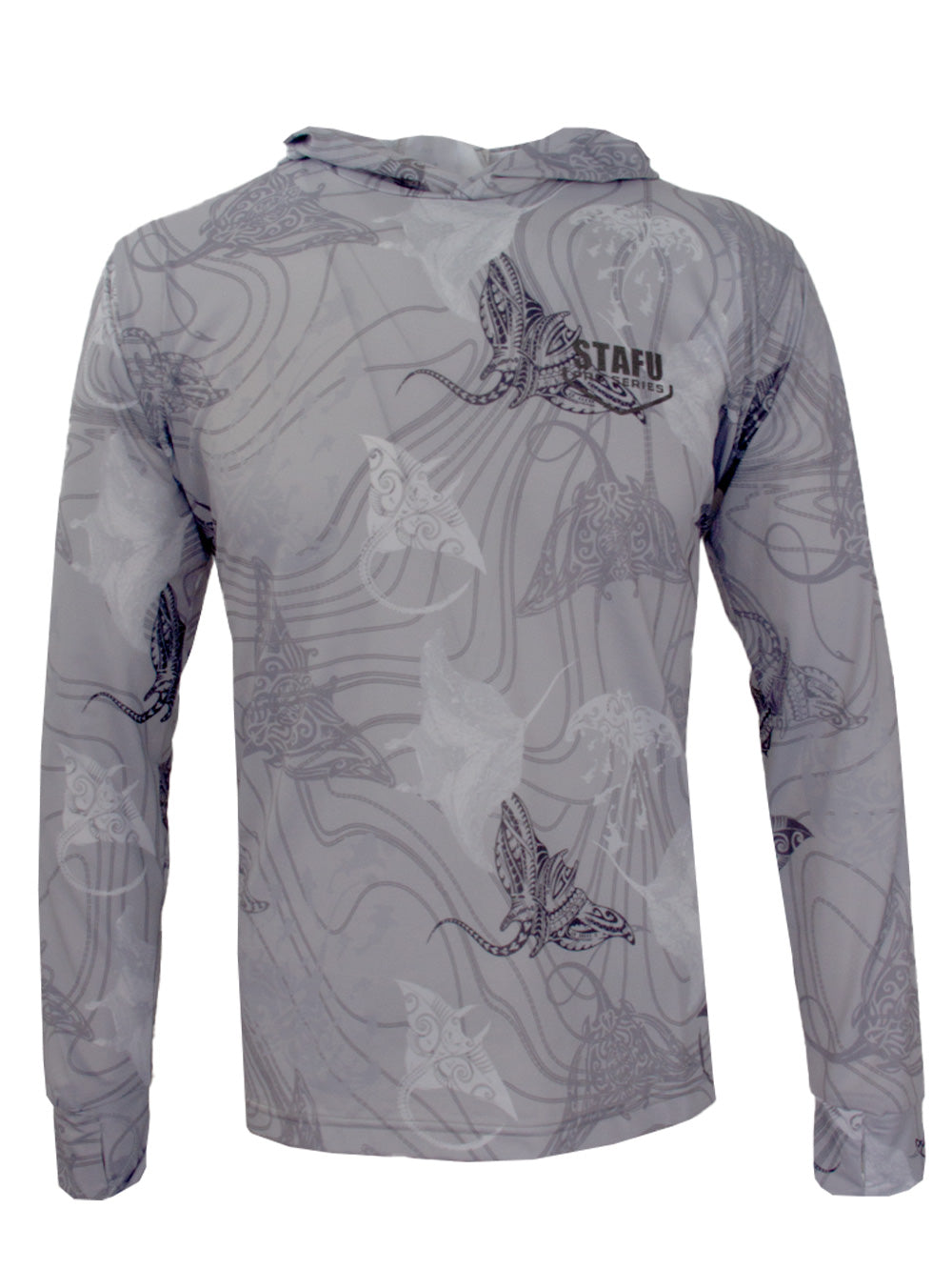 Zero Kapüşonlu Uzun Kollu UV Korumalı Performans T-shirt - Manta Gri - Stafu Pro Series